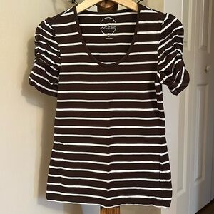 INC Puckered Sleeve Stripe Top